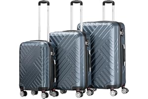 Zelsius Koffer Set 3 Stück, Anthrazit | ABS Hartschalenkoffer mit Zahlenschloss, Doppelrollen und Innen Trennwand | Handgepäckkoffer, Hartschalenkoffer Set 3 teilig, Trolley, Koffer Groß, Luggage Set