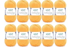 Gründl Cotton Fun Maglieria/Uncinetto (Filato Morbido in 100% Cotone, Certificato Oeko-Tex, g/115 m, Misura dell'ago: 3-4, 10 gomitoli á 50 g), Mais, 31 x 32 x 7.5 cm, 1150 unità