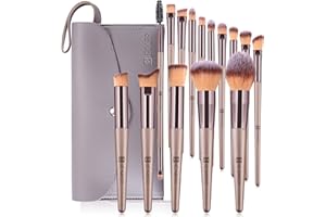 ‎HEYMKGO Make-up-Pinsel-Set, 15-teilig, professionelles Make-up-Pinsel-Set, Champagner, Gold, Makeup, für Grundierung, Puder, Rouge, Concealer, mit Kosmetiktasche