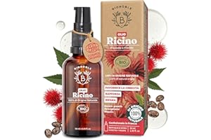 Bionoble Olio di Ricino Biologico 50ml - 100% Puro, Naturale, Pressato a Freddo - Ciglia, Sopracciglia, Capelli, Barba, Unghie - Vegan Castor Oil - Bottiglia di Vetro + Pipetta + Pompa