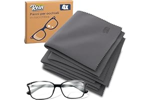 TIEFENREIN Panno Occhiali in Microfibra 4 Pezzi – Panno Pulizia Occhiali da Vista 20×20 cm Extra Morbido, Microfibra Panni Pulizia per Lenti, Schermi e Visione Chiara