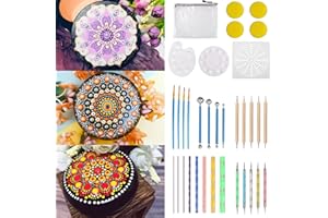 MeYuxg Kit Mandala Peinture 37 Pièces, Pochoir Mandala, Dotting Tools, Galet a Peindre Mandala, Utilisé pour Le Dessin de Bricolage de Peintures Rupestres et de Dessins Artisanaux