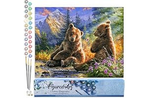 Figured'Art Peinture par Numéro Adulte Couple d'ours - Activité Manuelle Kit de Loisir Créatif DIY Numéro d'Art Complet - 40x50cm sans châssis en bois