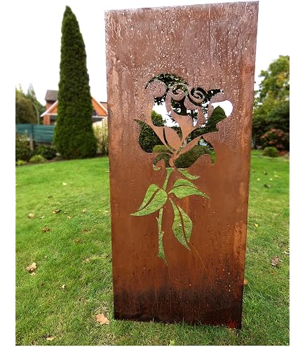 Irony24 Edelrost Sichtschutz 'Schmetterling' – 150x62 Cm Mit Bodenanker, 1,5 Mm Stärke