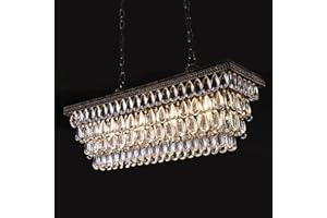 ‎WELLMET Wellmet Crystal Chandelier Crystal Chandelier Vintage 4-Light 76 cm Long Pendant Light Dining Table Stairs Lustre Living Room Modern Ceiling Light Hanging Lamp Crystal Lamp Retro Pendant Lamp XXL