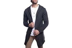 Carisma Herren Strickjacke Lang mit Kapuze • Herren Jacke mit Seitentaschen Lange Kapuzenjacke Herren angenehme Übergangsjacke für Männer 7601