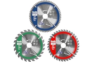 kwb Kreis-Sägeblatt-Set 165 x 20/16 mm, Für präzise Schnitte in Plattenwerkstoffen und Holz, 3-teiliges Set mit Reduzierringen, Ideale Grundausstattung für Handkreis-Sägen und Kapp- und Gehrungssägen