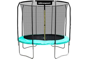Ultrasport Gartentrampolin Trampolin Ø 244/305/366/427, GS Zertifikat, Lotus, ovales/rundes/eckiges Gartentrampolin mit Sicherheitsnetz, gepolsterte Stangen, gepolsterte Randabdeckung, sicher, Outdoor