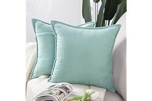 Madizz 2 Pezzi Federe Corto Ciniglia Copricuscini Morbido Decorativo Fodere per Cuscino Lusso Stile per Divano Camera da Letto Verde Acqua Quadrate 40x40 cm