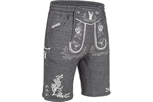 PAULGOS Herren Trachten Jogginghose, Optik Trachten Lederhose, Kurz in 3 Farben Gr.S-5XL JOK3