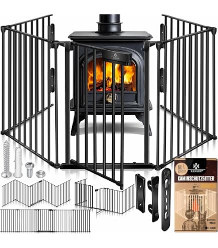Barrière De Sécurité Enfant COSTWAY 8 Panneaux - Clôture Pare-feu Cheminée, Pliable, Métal Noir 500x75 Cm
