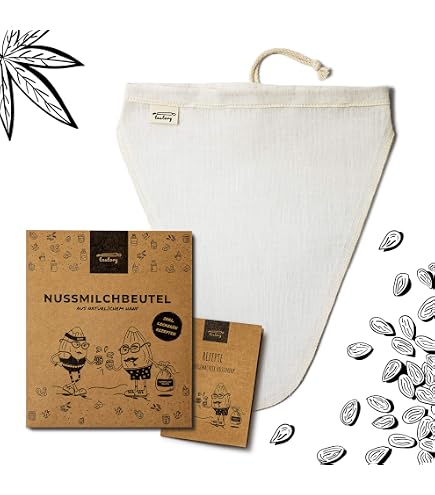 5 Sacs à Lait Végétal En Nylon - Filtre Lait De Noix, Lait De Soja, Jus - Taille 30x30 Cm Avec Cordon Et Crochet - Réutilisable, Facile à Nettoyer