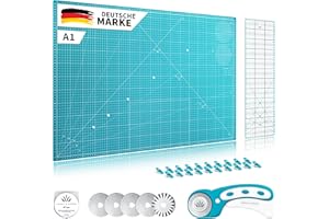Lange & König Rotary cutter set incl. Cutting Mat Rotary Cutter 5 Blades Patchwork Ruler + 20 Fabric Clips Sewing Accessories