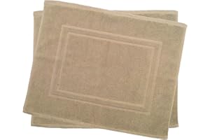 ‎JULIE JULSEN Julie Julsen 2er Pack 50 x 40 cm Badvorleger in Premium Qualität 900 gm2 in aktuellen Farben und 4 Größen aus Baumwolle Badematte Badteppich Duschvorleger Design Doppel Rahmen Sand