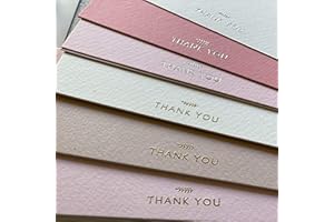 (36 Pack) Run2Print Thank You Cards with Envelopes & Foil Stickers - Elegant Dusty Pink Emboss Gold Foil Pressed - Blank Notes Wedding, Bridal, Baby Shower, Business and Formal All Occasion Cards