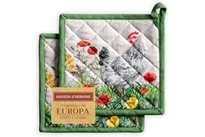 Maison d' Hermine Basse Cour Set di 2 presine con anello resistente al calore per barbecue cottura cottura grigliate forno a microonde barbecue (20cm x 20cm)