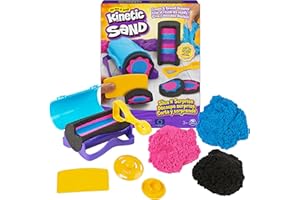KINETIC SAND - ARENA MÁGICA - SLICE N' SURPRISE - 383g de Arena Negra, Rosa y Azul y 7 herramientas - Kit Manualidades Niños - 6063482 - Juguetes Niños 3 Años +