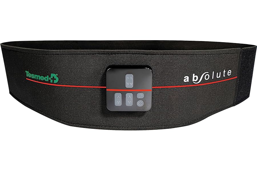 TESMED Absolute: Cintura Addominale EMS, Elettrostimolatore per Addominali Centrali e Laterali – Ricaricabile, 99 Intensità – Allenamento e Tonificazione Muscolare – Made in Italy