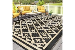 Capslpad Outdoor Rug Waterproof 150x245cm Plastic Straw Rugs Reversible UV Resistant Picnic Blanket RV Camping Rug Recycled Area Rug for Backyard Deck Terrace Garden Beach Picnic Balcony Decor