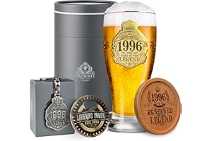 CROWNLY CRYSTAL® 1996 Cadeau 30 Ans Homme Verre à Bière Personnalisé Anniversaire Décoration Idée Cadeau Ami Original Personnalisé