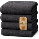 NatureMark Set of 4 Shower Towels &ndash; Soft and Absorbent Towels Made of 100% Cotton, Suitable for Daily Use &ndash; Black, 70 x 140 c