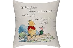 Morges The Pooh and Piglet Friendship Quote Cuhshion Cover, Friendship Gifts for Friends, Home Decor, Decorative Square Couch Pillow Cases 18" x 18"