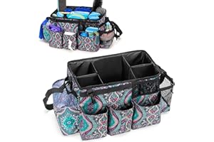 LoDrid Tote Cleaning Caddy Bag with 4 Foldable Dividers, Wearable Cleaning Supply Organizer with Side Handles and Shoulder Strap for Cleaners & Housekeepers, Totem (Bag Only)
