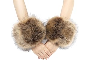 sy soul young Damen Kunstpelz Handgelenk Manschetten Winter Fuchs Pelz Armbänder Fluffy Pelz Manschette Pulswärmer Armwärmer Zubehör