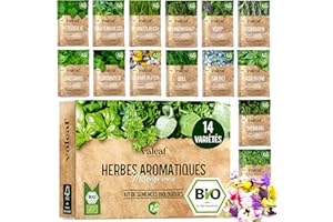 valeaf kit de grain d'herbes aromatiques I assortiment de semences prêt à pousser I 14 délicieuses variétés d'herbes I graines pour le jardin et potager intérieur et exterieur