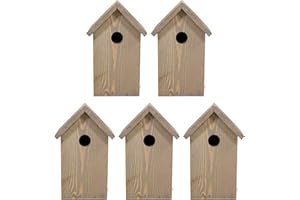 mgc24 Nistkasten - wetterfester Vogelnistkasten aus Holz, Vogelhaus für heimische Wildvögel, 15,5 x 14 x 25 cm, braun, 5 Stück