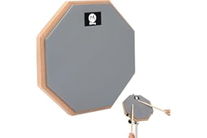 Yesaler Drum Pad Entraînement 8 Pouces Tapis de Batterie Silencieux Pratique Practice Pad de Percussion avec Base en Bois pour Batteurs Débutants (Gris)