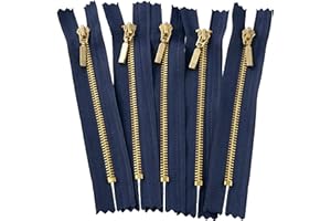 AERZETIX - C61452 - Lot de 5 Fermeture éclair à glissière Non séparable 12 cm en métal à Tirette déco - Couleur: Bleu foncé - Curseur Jean Gilets Maroquinerie Couture Robe Pantalon mercerie