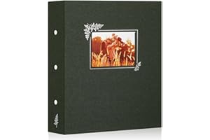 Lanpn Album fotograficzny 11,5 x 15 11 x 15 1000 kieszeni, bardzo duży lniany album do wkładania zdjęć pionowych i poziomych, zielony