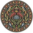 RUGGABLE Washable 6 ft Round Rug, Birds of A Feather Black, Premium Modern Rugs for Living Room, Bedroom, Kitchen, Office, Classroom with Gripper Non Slip Pad, Iris Apfel