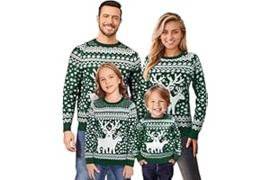 Namatime Damen Herren Kinder Weihnachtspullover Lustig Weihnachtspulli Ugly Christmas Sweater Rundhals Strickpullover mit Reindeer Unisex Weihnachts Pullover Familie Set