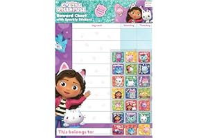 Paper Projects Gabby's Dollhouse Everyday Reward Chart | Includes 56 Sparkly Stickers | Colourful Chart is Wipe-Clean, 29.7cm x 42cm, Mulitcoloured