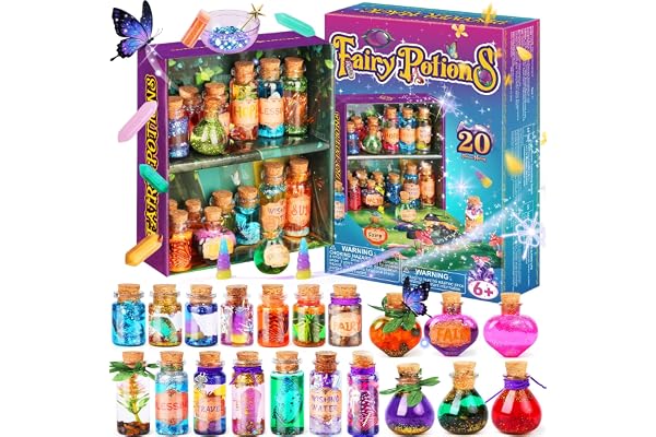 Rétro Kits de potions de fées pour enfants, Mélangez 20 potions magiques avec Cristal d’énergie, Jouet artisanal cadeau créatif