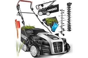 MASKO® Elektro 2in1 Vertikutierer Rasenlüfter 1800W 40cm Arbeitsbreite 55L Fangkorb mit Lüfterwalze Lüfter Moosentferner, Bürste & Handschuhe 5-stufige Arbeitstiefe einstellbar höhenverstellbarer Holm