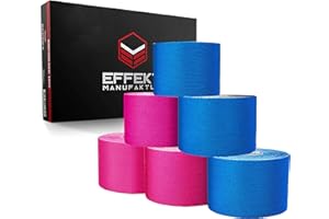 ‎EFFEKT MANUFAKTUR Effekt Physio Kinesiotapes [5m x 5cm] in vielen Farben I 6 Sport Rollen Set | Kinesio-tape wasserfest & elastisch I Extra starkes Kinesio Tape | Elastische Kintex