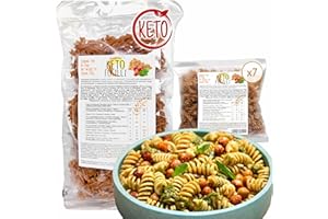 Nuevos FUSILLI KETO Line@diet | 7 porciones individuales de 50 g de fusilli cetogénico | bajo en carbohidratos y 0,2 g de azúcar, rico en fibra y proteínas | 350g