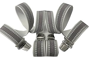 Generisch Parant: Szelki do spodni eleganckie - Austriackie - Vienna 35 mm szerokości w kształcie litery H z 4 bardzo mocnymi klipsami, jasnoszary,