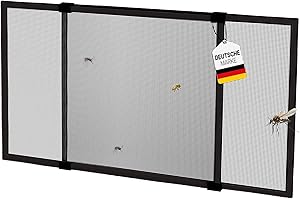 jarolift Insektenschutzrahmen Schiebfix Fliegengitter ohne Bohren für Fenster Türen mit Rollladen, Alurahmen, 75 x 50 cm (ausziehbar bis 142 cm), Braun