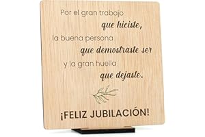 CONTRAXT Tarjeta regalo original Feliz Jubilacion en madera. Regalos originales jubilacion con dedicatoria compañeros trabajo jefes amigos profesor maestra jubilado hombre mujer (Jubilacion)