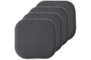 Sweet Home Collection Cojín de Espuma viscoelástica para Silla con patrón de Panal, Antideslizante, Respaldo de Goma Redondeado, Cuadrado de 40,6 x 40,6 cm, Gris carbón - Paquete de 4