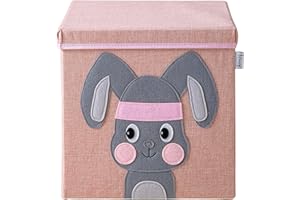 ‎LIFENEY Lifeney children's storage box with lid, cute toy box storage, boxes for nursery, storage box, foldable toy storage basket, children Pink cat
