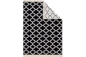 Fashion4Home dywan, chodnik do salonu, sypialni, kuchni, pokoju dziecięcego, łazienki, bieżnik na korytarz, styl Boho/Kelim, kolor czarno-kremowy, rozmiar: 120 x 170 cm