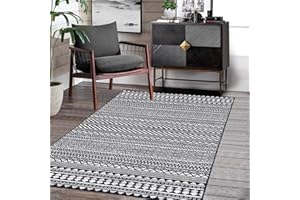 LuxFocus Nowoczesny dywan, odporny na plamy i wodę, nie gubi włosia, kwiatowy dywan do domu, biura, sypialni, salonu, kuchni, nadaje się do prania, 160 x 200 cm, czarny