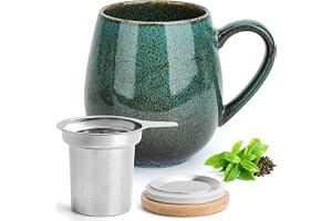 Happy Lemuro tekopp med lock och sil – 550 ml – XXL kopp med lock – temugg stor – tekopp – stor kopp med sil – tetillbehör
