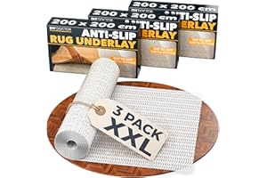 DIY Doctor XXL Rug Gripper (3 Pack) – 200x200cm Non-Slip Matting Roll – Anti Slip Rug Underlay for Hardwood, Tile & Laminate – Rug Grip Stopper & Non-Slip Mat for Floors