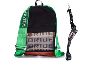 BZEN JDM Takata backpack bag + FREE Bride LANYARD green racing straps harness laptop pocket and the coolest look ever